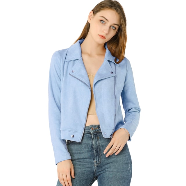 INSPIRE CHIC Veste de Moto Biker Zippée à Manches Longues en Faux Suède pour Juniors