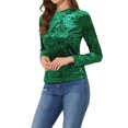 thumbnail image 4 of INSPIRE CHIC T-Shirts en Velours pour Femmes Col Rond Manches Longues Décontracté TP Vert, 4 of 7