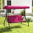 thumbnail image 1 of Gymax Balancelle Convertible pour Patio/terrasse avec Auvent Réglable et Coussin Épais, Couleur Vin, 1 of 9