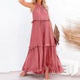 thumbnail image 4 of Robes d'Été pour Femmes 2025 Robe Maxi Sans Manches Décontractée Fluide à Volants Élégante Robe Maxi Unie Rouge TG, 4 of 5
