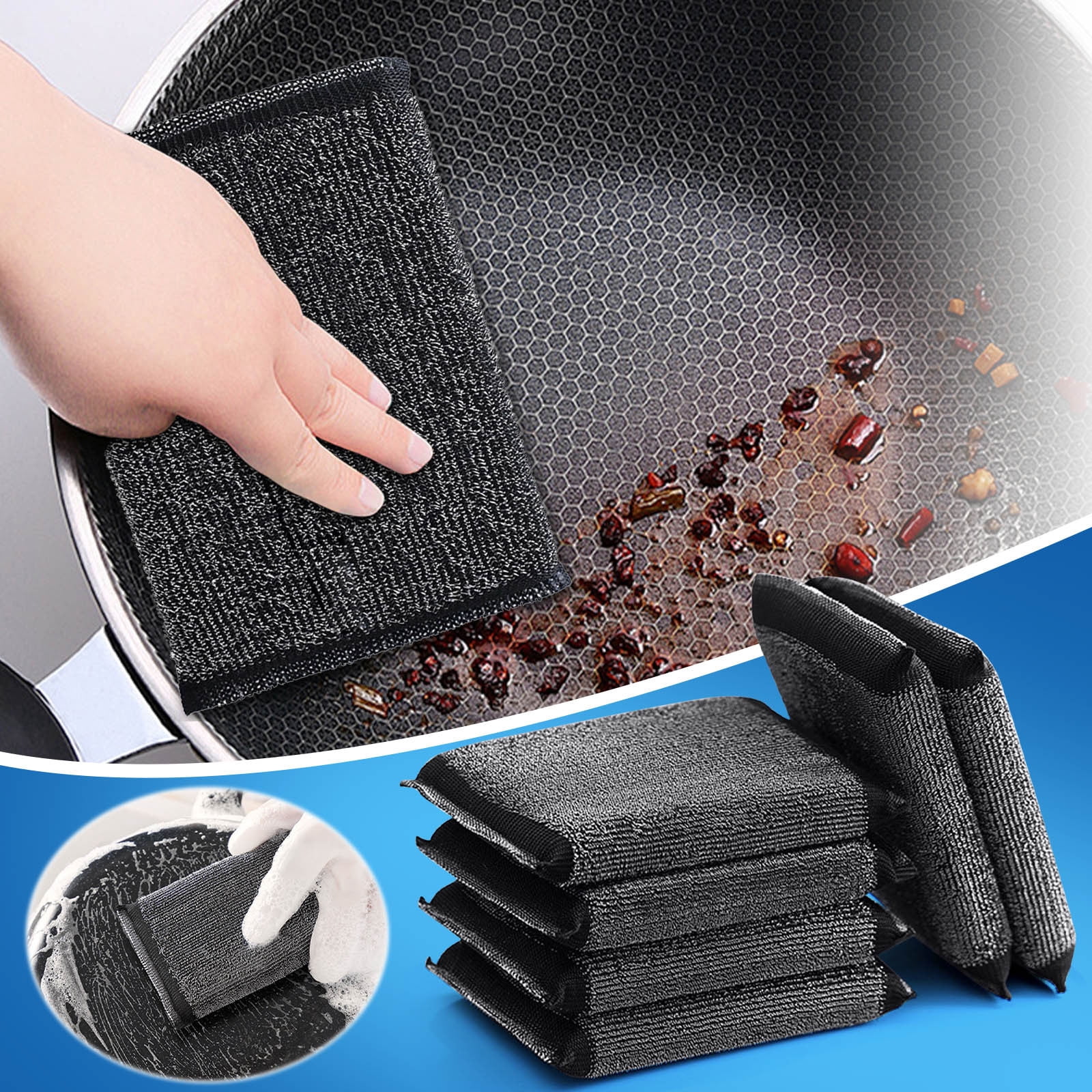 Vrorvz Stainless Steel Dishwashing Sponge Cloth Multipurpose Kitchen Cleaning Tool with Mesh Texture for Effective Stain and Grease Removal Includes Six Long Lasting Sponge Cloths