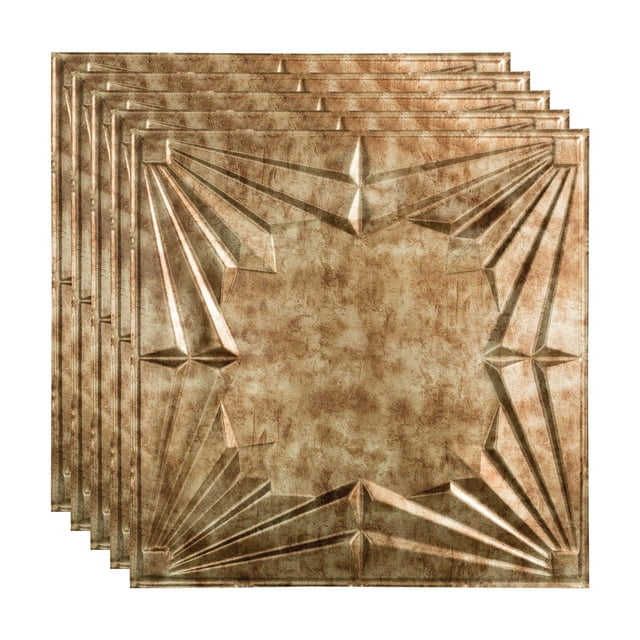 Fasade Art Deco Vinyl 2ft x 2ft Lay-In Ceiling Panel Bermuda Bronze 5 Pack