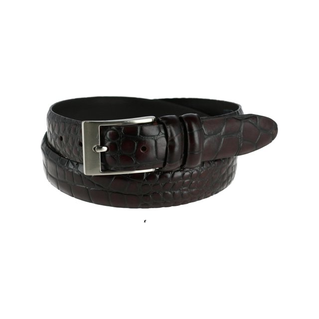 CTM® Ceinture en Cuir Gaufré à Imprimé Croco de 1,25 Po de Large (Hommes)