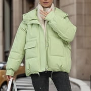 EGNMCR Womens Long Puffer Coat, Long Sleeve Padded Winter Down Coats, Hooded Parka Jacket Women's Fall And Winter Long Sleeved Warm Cotton Jacket Bread Women Coat