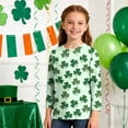thumbnail image 3 of Tauxra Chandail de la Saint-Patrick pour Adultes, Chandail à Col Rond Imprimé à Manches 3/4, T-Shirt Décontracté à Manches Longues avec Graphique de Trèfle pour Activités Festives, 3 of 6