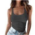 thumbnail image 3 of FAVIPT Women's Plus Size Scoop Neck Cami Ribbed Sleeveless Solid Blouses Y2k Workout Basic Tank Tops 2026 Dark Gray,XXXXL, 3 of 7
