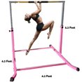 thumbnail image 2 of GymPro Expandable Gymnastics Kip Bar Horizontal Bar Junior Gymnastic Training High Bar Asymmetric Bar 13 Level Height Adjustable 3 to 5 FT Cushioned Bar & Curved Legs (Pink), 2 of 10