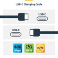 thumbnail image 2 of STARTECH 1FT (30CM) WHITE USB-C CHARGING CABLE, 60W (3A) PD, DUAL-LAYER BRAIDED, 2 of 6