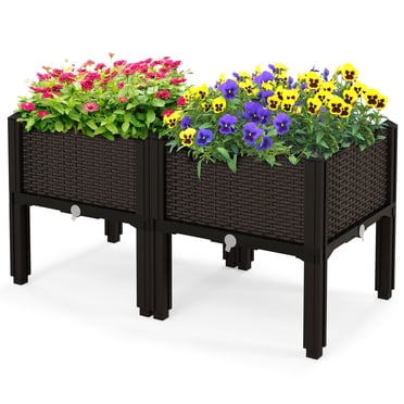 Topbuy extérieur 2 set planteur vertical surélevé jardin lit planteur kit de boîte pour patio arrière-cour