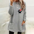thumbnail image 1 of Chemises à Manches Longues pour Femmes Col Rond et Hiver Ample Imprimé Poche Chaud Blouse à Manches Longues Hauts Chandails en Liquidation, 1 of 4