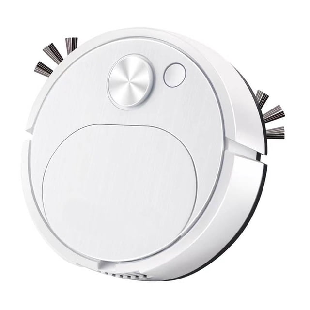 Smart Robot Vacuum Cleaner - 3-in-1 Sweeping, Mopping & Suction for Hard Floors, designed in a sleek white finish with visible side brushes. Features smart mapping navigation, automatic obstacle avoidance, and a 400mAh lithium battery for quiet operation. Ideal for home cleaning, with USB charging and a wet mop upgrade for enhanced cleaning performance.