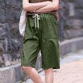 thumbnail image 2 of AherBiu Plus Size Shorts for Women High Waisted Drawstring Casual Straight Loose Fitting Knee Length Shorts, 2 of 4