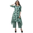 thumbnail image 2 of Moomaya Ensemble Kurti Kurta Pantalon pour Femmes Col Bateau Imprimé Robe 2 Pcs Tenue Ethnique, 2 of 6