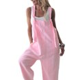 thumbnail image 3 of LUXUR Ladies Jumpsuits Solid Color Romper Sleeveless Overalls Classic Trousers With Pockets One Piece Pants Pink XL, 3 of 4