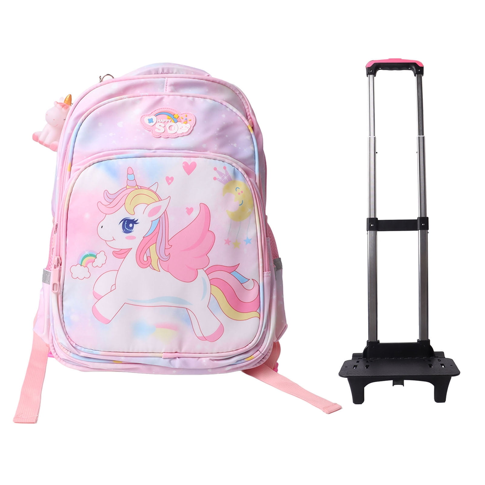 Sac d'École pour Enfants à Roulettes, Portable, Économie d'Effort, Multiples Poches, Réfléchissant, Sac à Dos Trolley pour Enfants à 2 Roues pour Voyage
