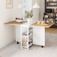 thumbnail image 2 of Space Saving Folding Dining Table with 2 Tier Storage-Extendable Drop Leaf Farmhouse Wood Kitchen Dining Room Tables Set for 4-6, Collapsible Expandable Rectangle Dinner Kitchen Office Furniture, 2 of 11