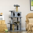 thumbnail image 2 of PawHut 54" Cat Tree with Hammock, Scratching Post, Condo Cat Tower, Grey, 2 of 9