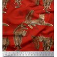 thumbnail image 1 of Soimoi Tissu Poly Georgette Feuilles & Léopard Imprimé Animal au Mètre 52 Pouces de Large, 1 of 1