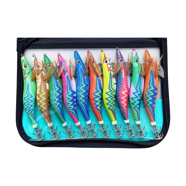 S SERENABLE 10Pcs Fishing Lures Set Squid Jig Lures Sinking Lure for Saltwater Accessory 12cm