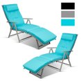 thumbnail image 3 of Costway 2PC  Outdoor Folding Chaise Lounge Chair w/Cushion Turquoise, 3 of 10
