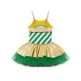 thumbnail image 4 of Hansber Justaucorps Robe Tutu de Danse Patinage Artistique à Rayures Canne de Bonbon pour Filles Fête des Fêtes Costume de Noël Vert 12, 4 of 4