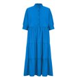 thumbnail image 4 of AherBiu Plus Size Maxi Dresses for Women Button up High Neck 1/2 Sleeve Ruched Ruffle Flowy Long Summer Dress, 4 of 6