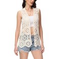 thumbnail image 1 of Cardigan Ouvert pour Femmes à Garniture en Dentelle Crochet Florale, 1 of 5