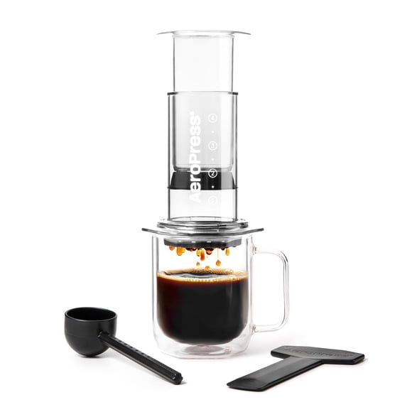 AeroPress Clear Coffee Press - All-in-One French Press, Pour-Over & Espresso Style Manual Brewer, 2 Min Brew for Less Bitterness, More Flavor, Small Portable Coffee Maker, Travel
