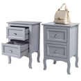 thumbnail image 2 of Ktaxon Nightstand, Bedside Table with 2 Storage Drawers, End Side for Bedroom, Country Style Set of 2,Gray, 2 of 13