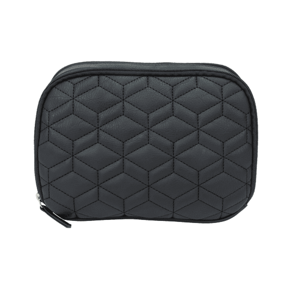 Equate Beauty Cosmetic Bag - Quilted Triangle Upright Double Zip Case