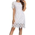 thumbnail image 1 of QIPOPIQ Women's 2024 Summer Short Sleeve Crew Neck Ruffle Tiered Layed Chiffon Flowy Swing Long Midi Dress Clearance, 1 of 9