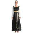 thumbnail image 4 of Sxiwei Robe Maxi Ample Longueur Cheville pour Femmes, Tunique Superposée de Danse de Louange, Robe de Culte Liturgique Noire 4TG, 4 of 7