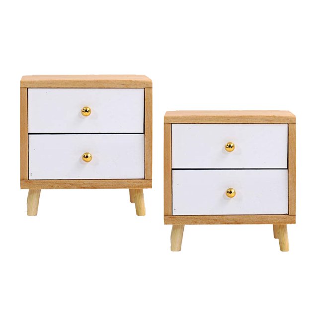 2x 1:12 Night Stands Bedside Table Life Scene Bedroom Toy Ornament