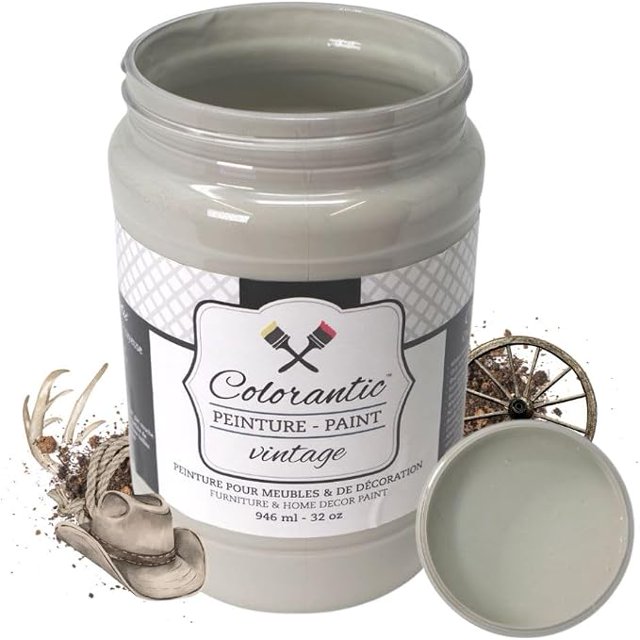 COLORANTIC | Peinture à la craie Ranch pour meubles | Un brun-gris pâle | 32 oz
