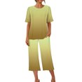 thumbnail image 4 of Offre à Durée Limitée Iumwxz Tenues de Pyjama Décontractées et Fluides Tenues d'Été Mignonnes pour Femmes Imprimé Dégradé Col Rond Manches Courtes Taille Élastique Pantalon Court Tenues pour Femmes Cadeaux de Vacances, 4 of 9