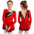 thumbnail image 1 of Miaeowve Robe de Patinage Artistique pour Filles Patinage à Roulettes Danse Ballet Justaucorps Robe Costume de Performance de Danse Rouge 14, 1 of 7