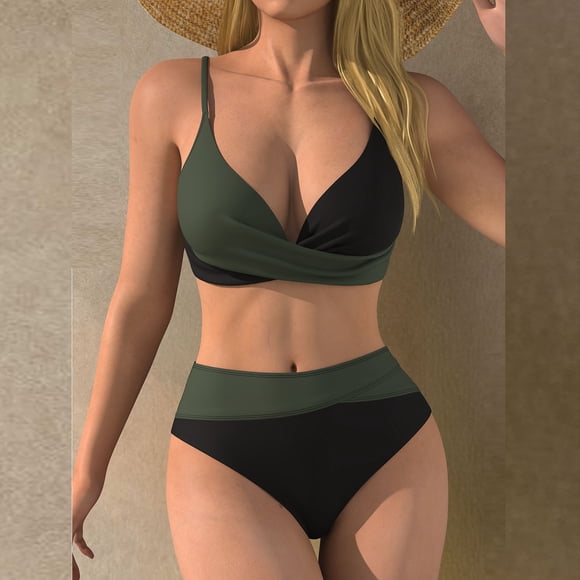 Kyusrd Bikini Sets For Women Two Piece Swimsuits Summer Beach Swim Bathing Suits Women's Sports Solid Color Jumpsuit Sports Surf Suit Swimsuit Bikinis Sets