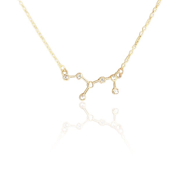 Ins Constellations Theme Friendship Necklace Rhinestone Comfortable Delicate with Display Card Pendant for Lover Festival Gifts Virgo gold