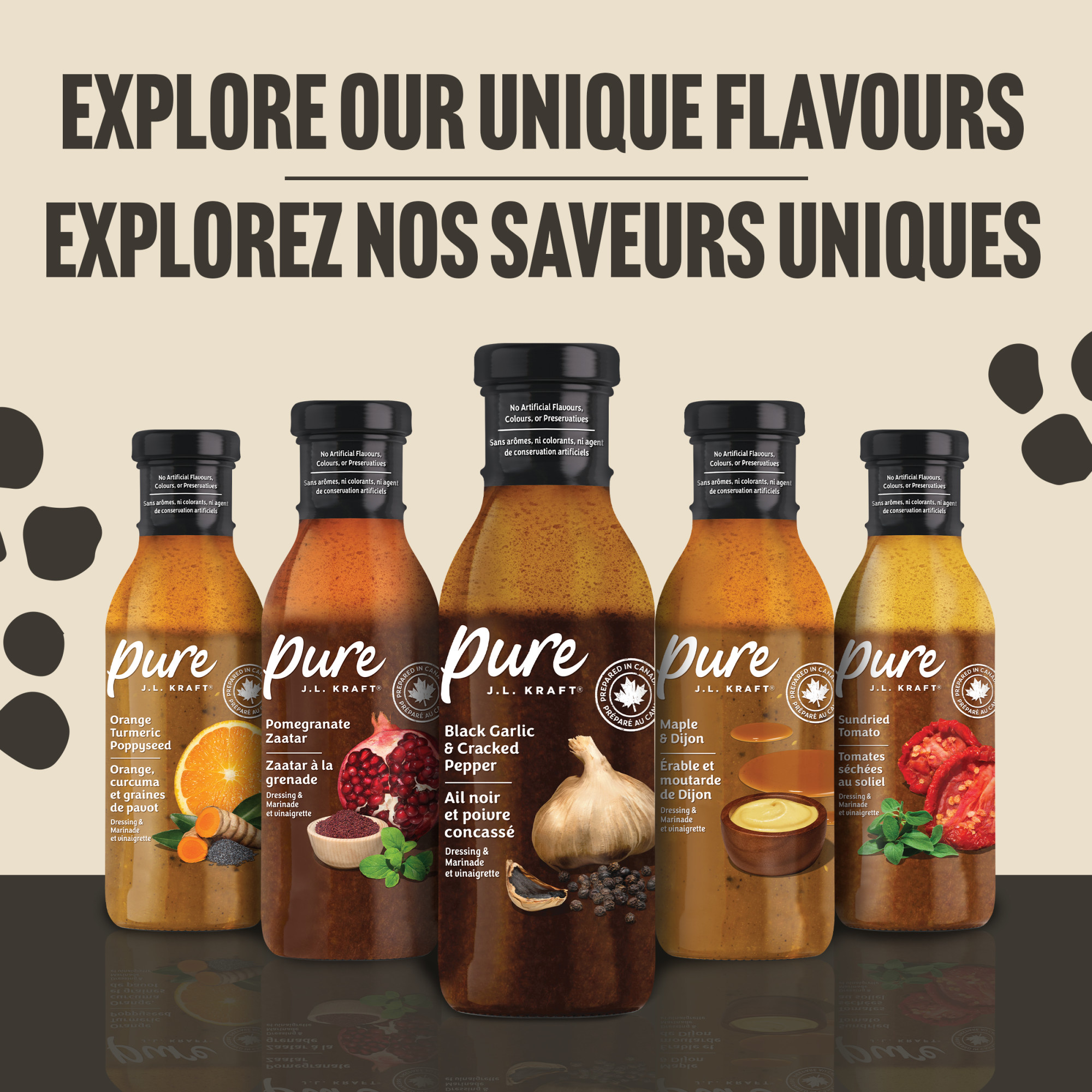Vinaigrette Et Marinade À L'Ail Noir Et Au Poivre Concassé Pure J.L. Kraft, Bouteille