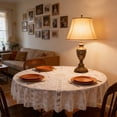 thumbnail image 4 of White Round Tablecloth Polyester Sheer Lace Embroidered with Hollowed-out Non-slip Design for Dining Tables 185 cm, 4 of 6
