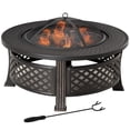 thumbnail image 1 of Outsunny Foyer Extérieur, Brasero Rond avec Filet de Gril, Couvercle en Maille, Bronze, 1 of 10