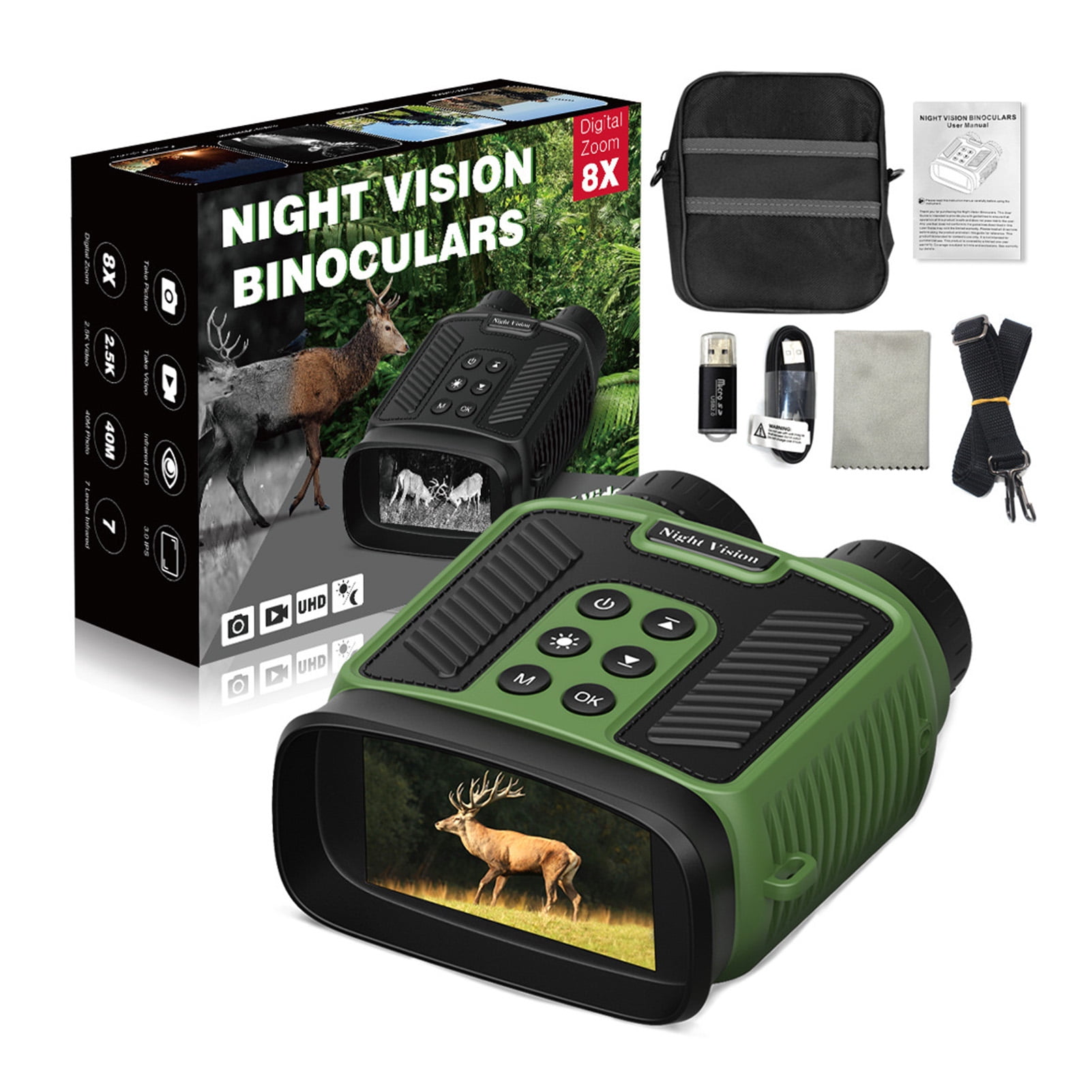 Baohd Waterproof Binoculars High Definition Night Visions Device For Enthusiasts Telescope green