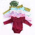 thumbnail image 4 of Newborn Baby Girl Boy Ruffled Long Sleeve Romper Solid Color Casual Bodysuit Spring Fall Clothes, 4 of 6