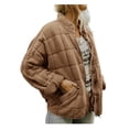 thumbnail image 1 of Kmbangi Women Stand Collar Long Sleeve Solid Color Full Zip Quilted Jackets, 1 of 3
