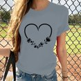 thumbnail image 2 of Dealovy T-Shirts de la Saint-Valentin pour Femmes Col Rond Été Hauts Unis Décontractés Manches Longues T-Shirts Graphiques Cœur, 2 of 7