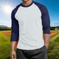 thumbnail image 2 of cllios T-Shirts de Baseball pour Hommes à Manches 3/4 Col Ras du Cou Manches Raglan T-Shirts en Jersey à Blocs de Couleur Hauts Athlétiques Décontractés P-4TG, 2 of 6