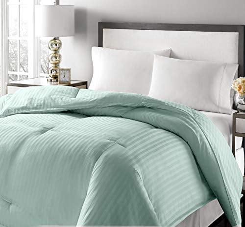 Blue Ridge Home Fashions, Inc. 350 Thread Count Damask Stripe Down Fiber King in Aqua Color Down/Down Down/Down Blend Comforter,