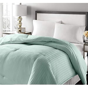 Blue Ridge Home Fashions, Inc. 350 Thread Count Damask Stripe Down Fiber King in Aqua Color Down/Down Down/Down Blend Comforter,