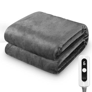 MARNUR Couverture Chauffante Électrique 72"x84 Pouces Format Double avec 6 Niveaux de Chauffage et Arrêt Automatique 10 H, Certification ETL, Gris