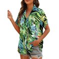 thumbnail image 2 of Innerwin Shirts Short Sleeve Ladies Blouse Holiday Lapel Neck Elegant Tops Figure 1 M, 2 of 7